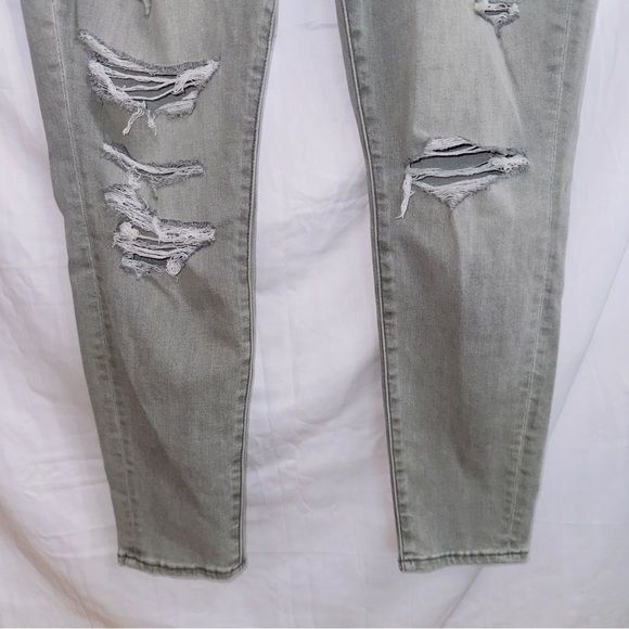 American Eagle AE Gray Wash Next Level Stretch Distressed Hi Rise Jegging Jean - Picture 4 of 7